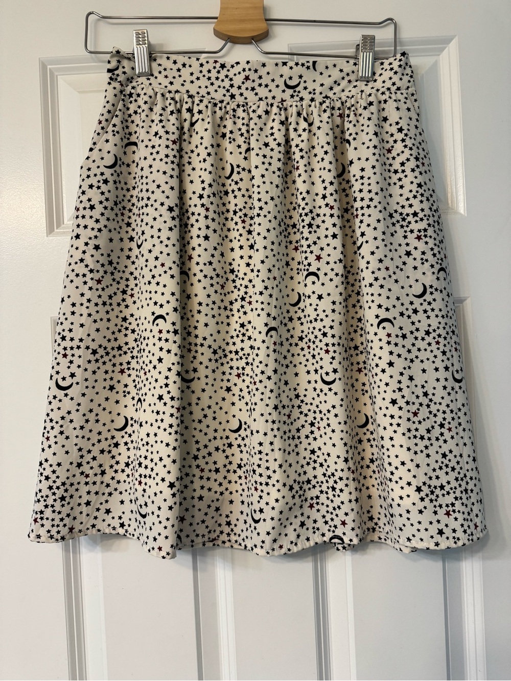 Cream Star & Crescent Moon Skater Skirt